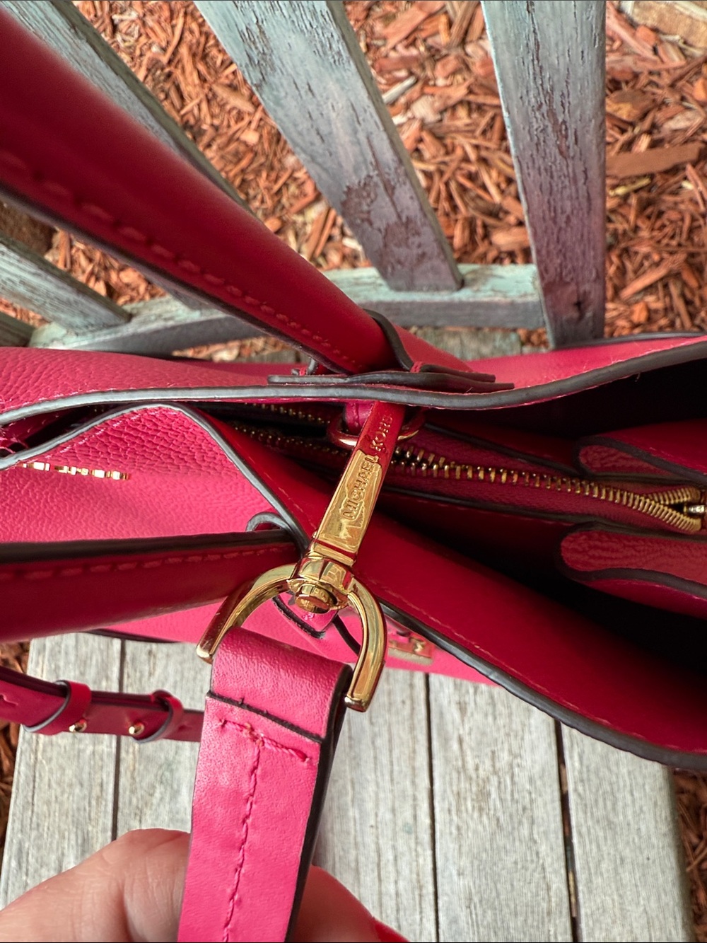 Michael Kors Studio Mercer Gallery Pebbled Leather Medium Tote in Ultra Pink - Picture 6 of 16